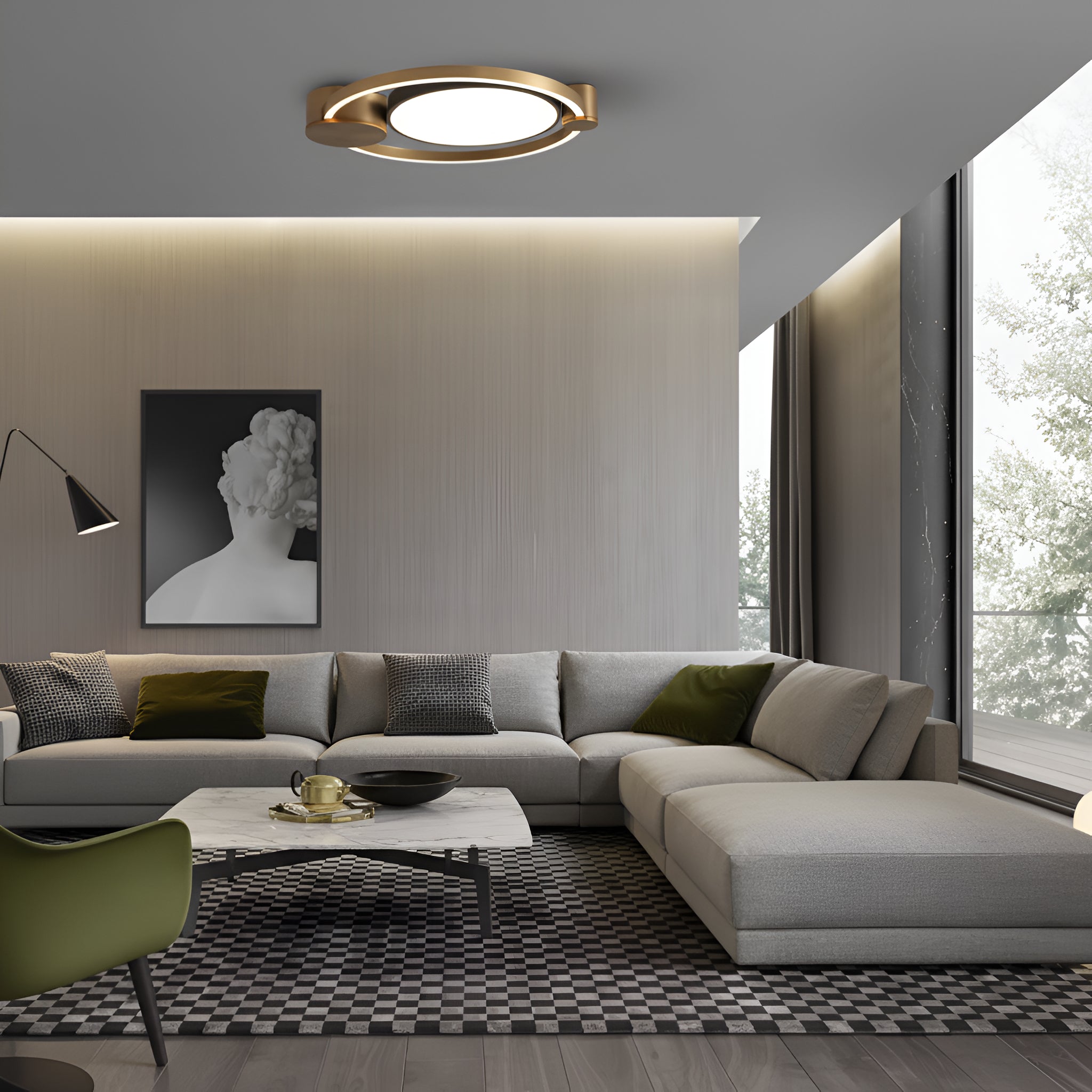 Noirline Orbit Dual-Pod Halo Flush-Mount Ceiling Fixture