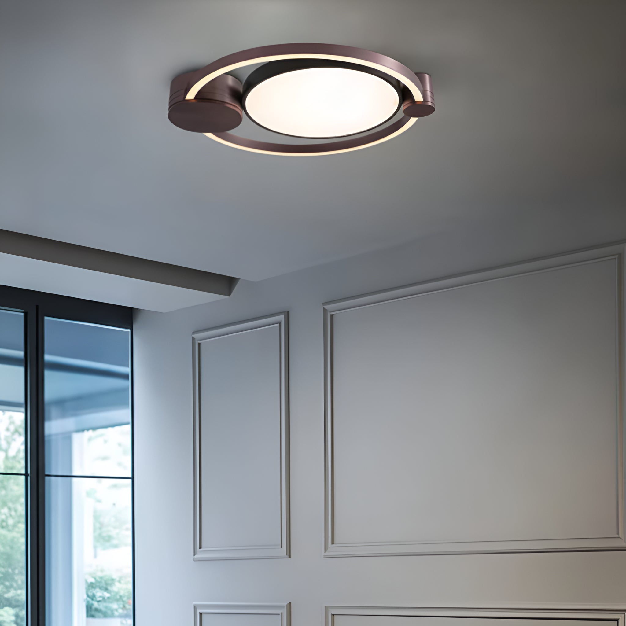 Noirline Orbit Dual-Pod Halo Flush-Mount Ceiling Fixture